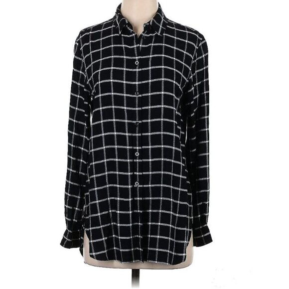 Calvin Klein Button Down Black And White Checked Long Shirt Size Small - Picture 1 of 4
